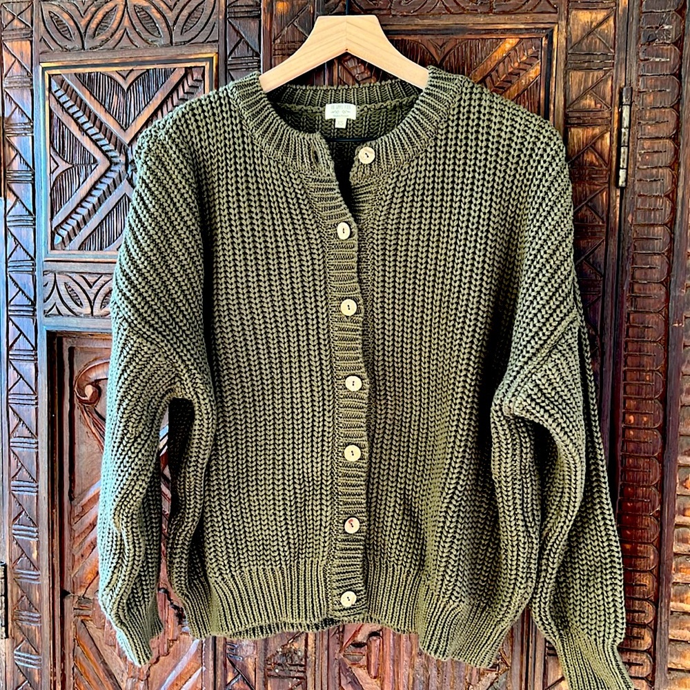 The Simple Folk Chunky Cardigan Sweater Olive XS